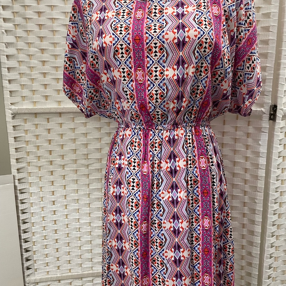 Aina Be Pink Midi Sundress with Dolman Sleeves